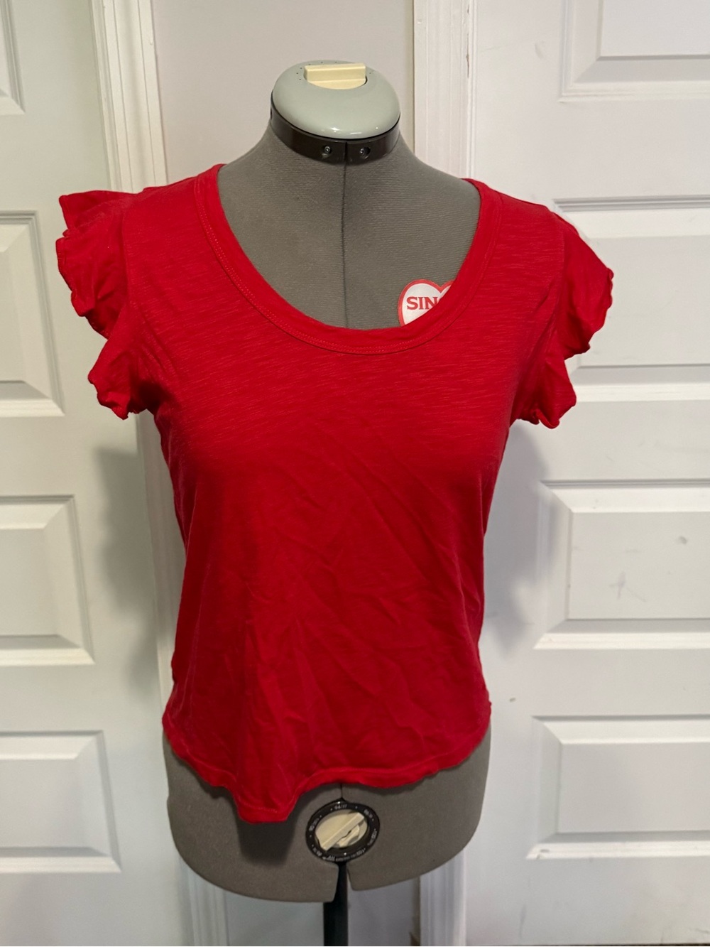 Loft red flutter sleeve tank
